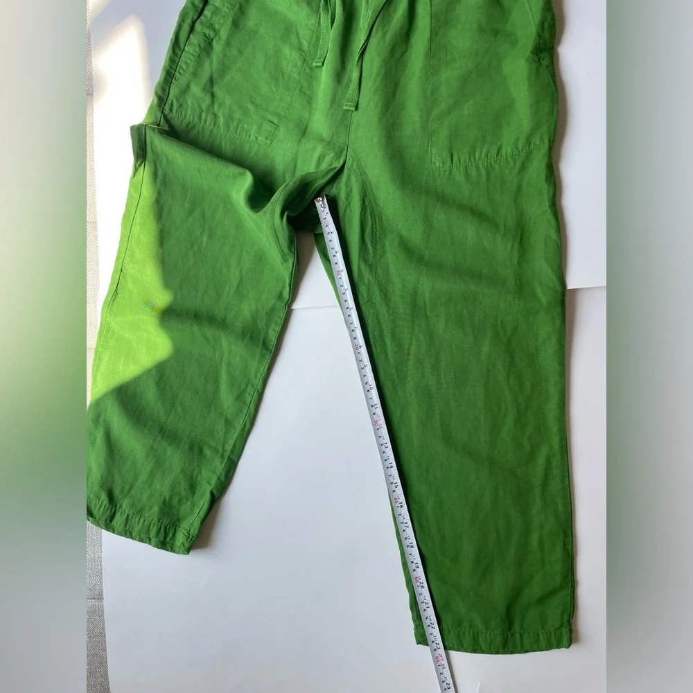 Zara Vibrant Green Cropped Pants linen blend